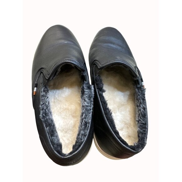 Allen Edmonds men’s black leather fur lined slip loafers size 9D SKI 5408